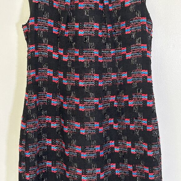 Trina Turk Goodnight Tweed Sheath Dress Size 10 Embroidered Colorful Sleeveless - Picture 3 of 10